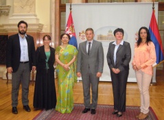 16 September 2014 The members of the Parliamentary Friendship Group with India in meeting with the Indian Ambassador to Serbia